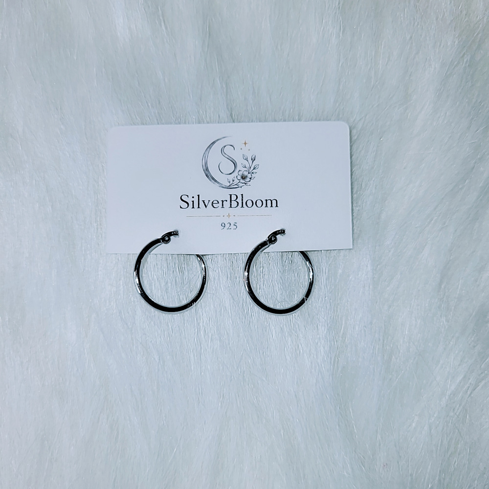 Minimalist 2cm Hoop Earrings - Rhodium Plated 925 Sterling Silver